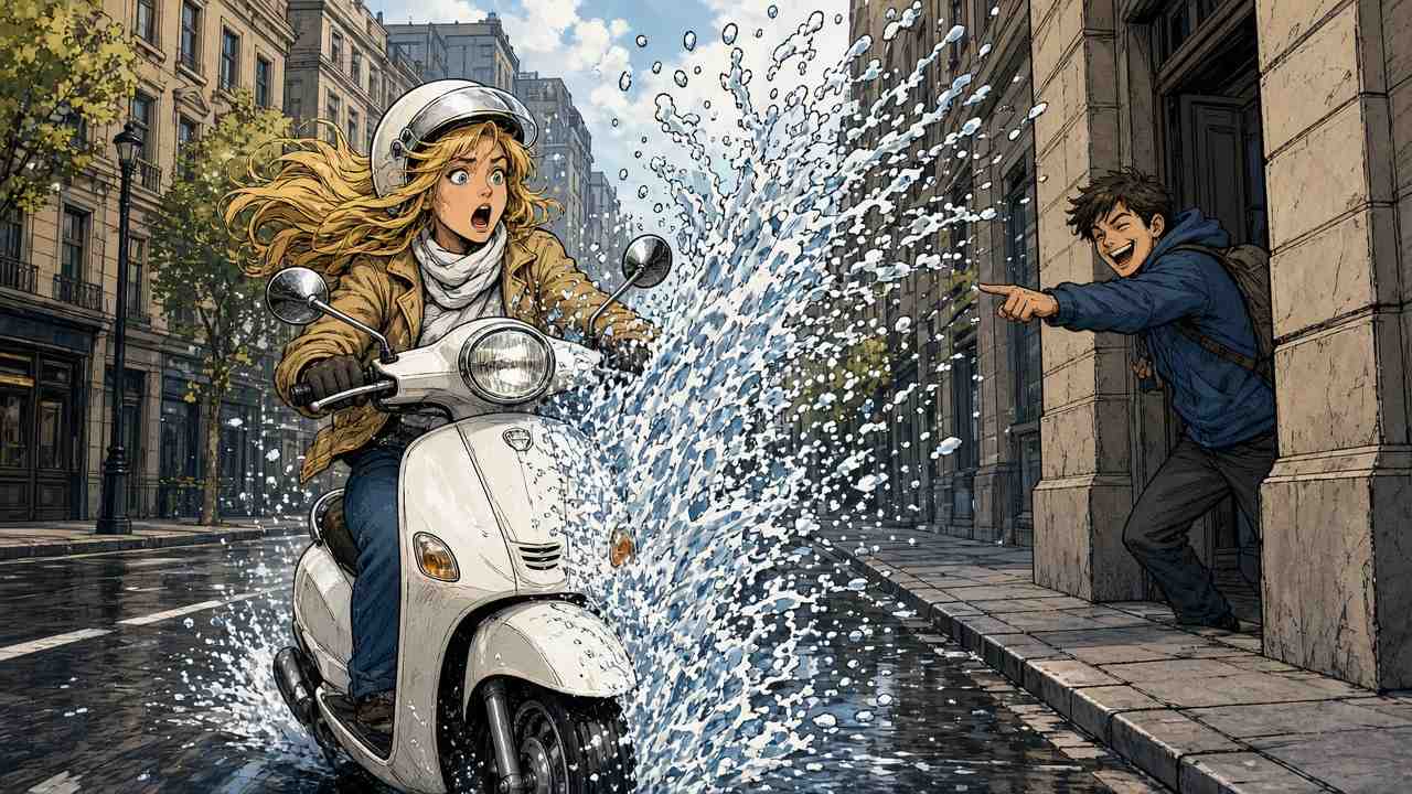 Wie nass darf ein Scooter-Ride werden, bevor es offiziell ein Wasserrutschen ist?