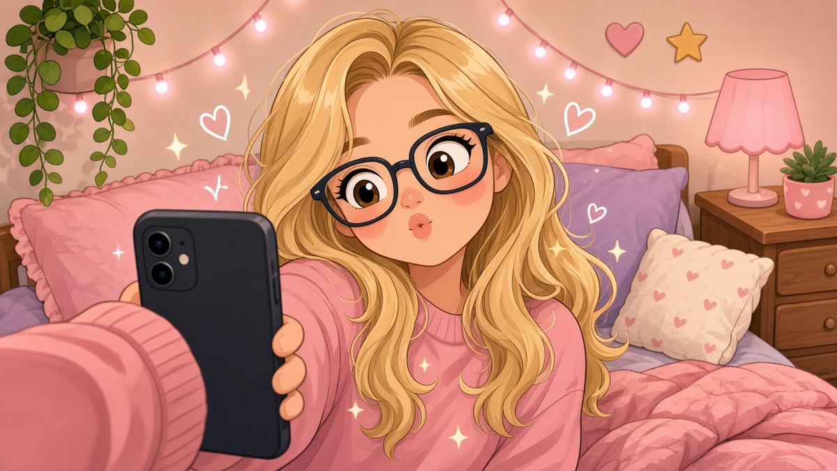 Who gave the selfie camera permission to be this adorable at midnight - comic illustration